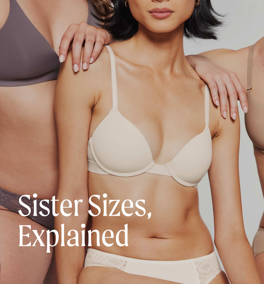 Models wearing Pepper bras, for the blog explaining sister sizes in bras