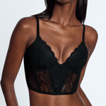 Lace Lift Up Corset Top Black